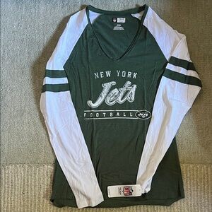 NFL New York Jets Green and White Long Sleeve Shirt